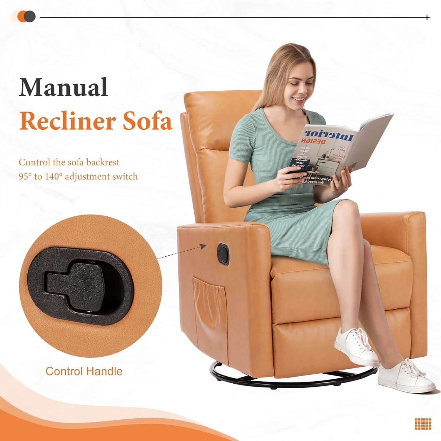 Comfortable Swivel Rocker Recliner Chair for Nursery Living Room Relaxation