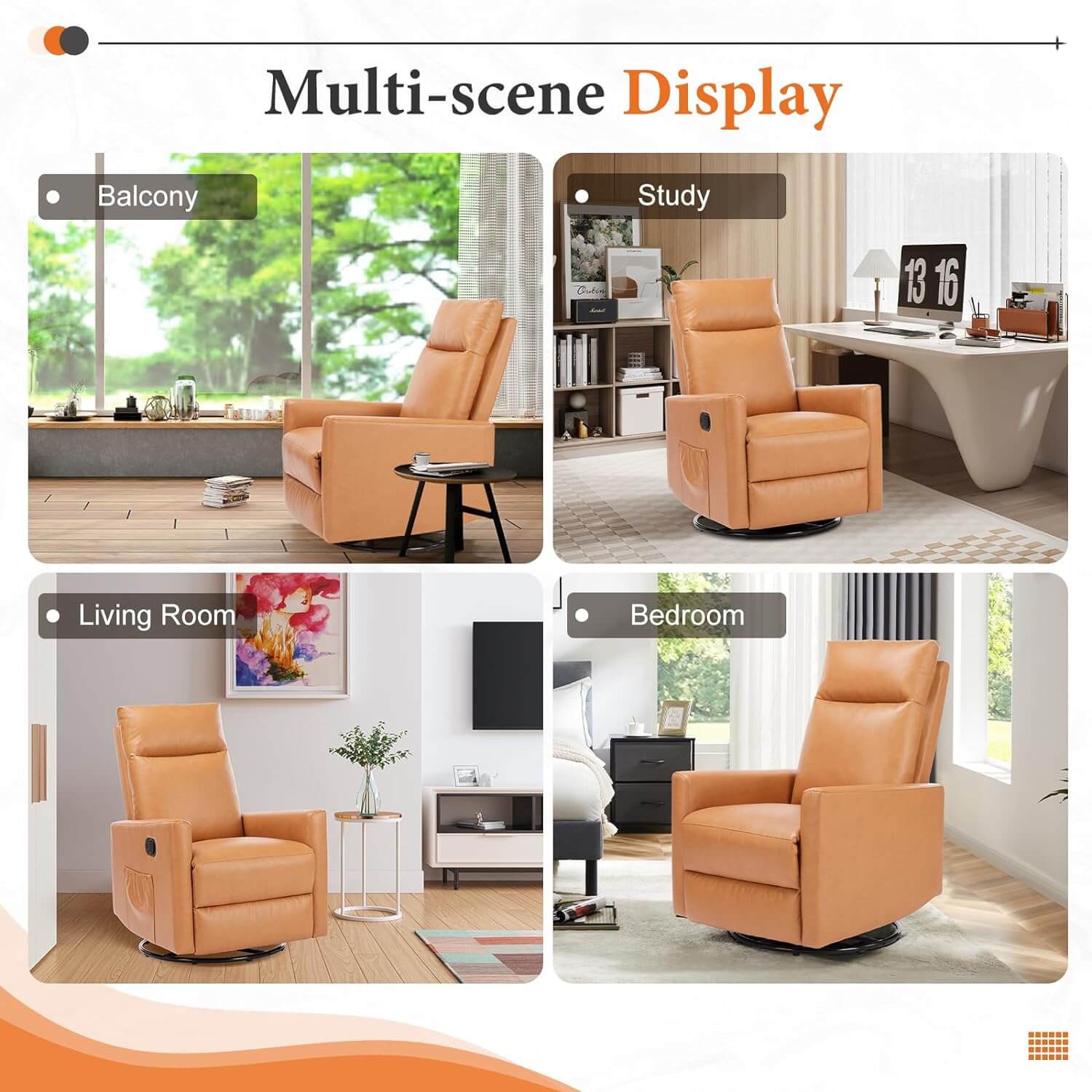 Comfortable Swivel Rocker Recliner Chair for Nursery Living Room Relaxation
