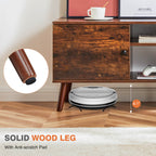 Modern Wooden TV Stand, 60-inch, Adjustable Shelves, Double Storage Cabinets
