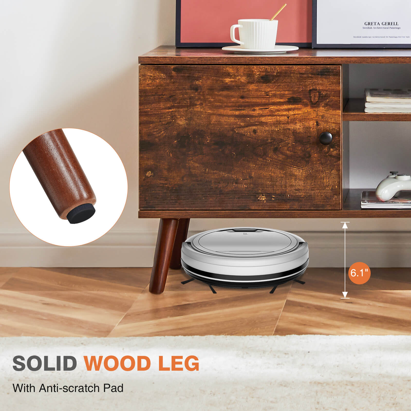 Modern Wooden TV Stand, 60-inch, Adjustable Shelves, Double Storage Cabinets