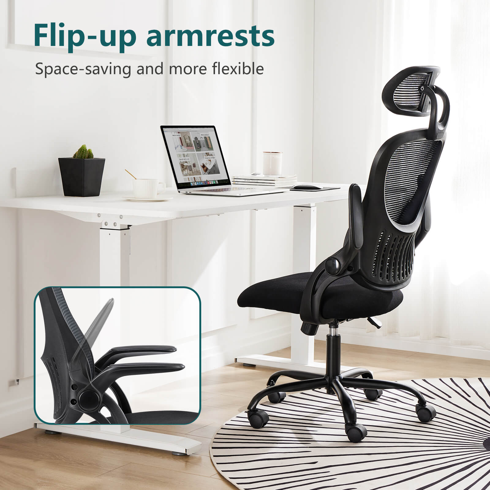 Ergonomic High-Back Office Chair with Adjustable Headrest, Lumbar Support, Thick Cushion
