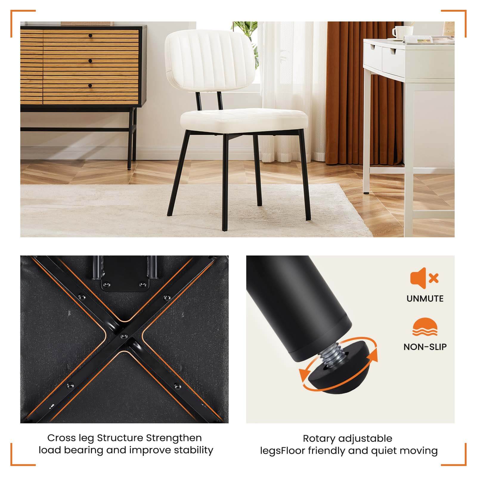 Modern Faux Leather Dining Room Chairs Set, Ergonomic Mid-Century Kitchen Accent Seating