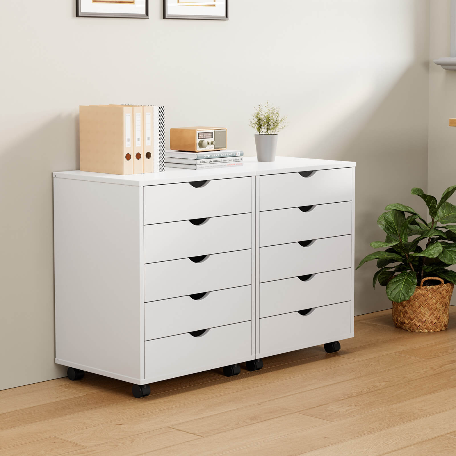 Versatile 5-Drawer Chest with Wheels for Office and Living Room