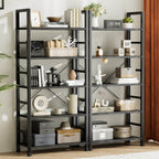 Versatile 5-Tier Bookshelf, Durable Metal Frame, Open Shelves, Modern Minimalist Design