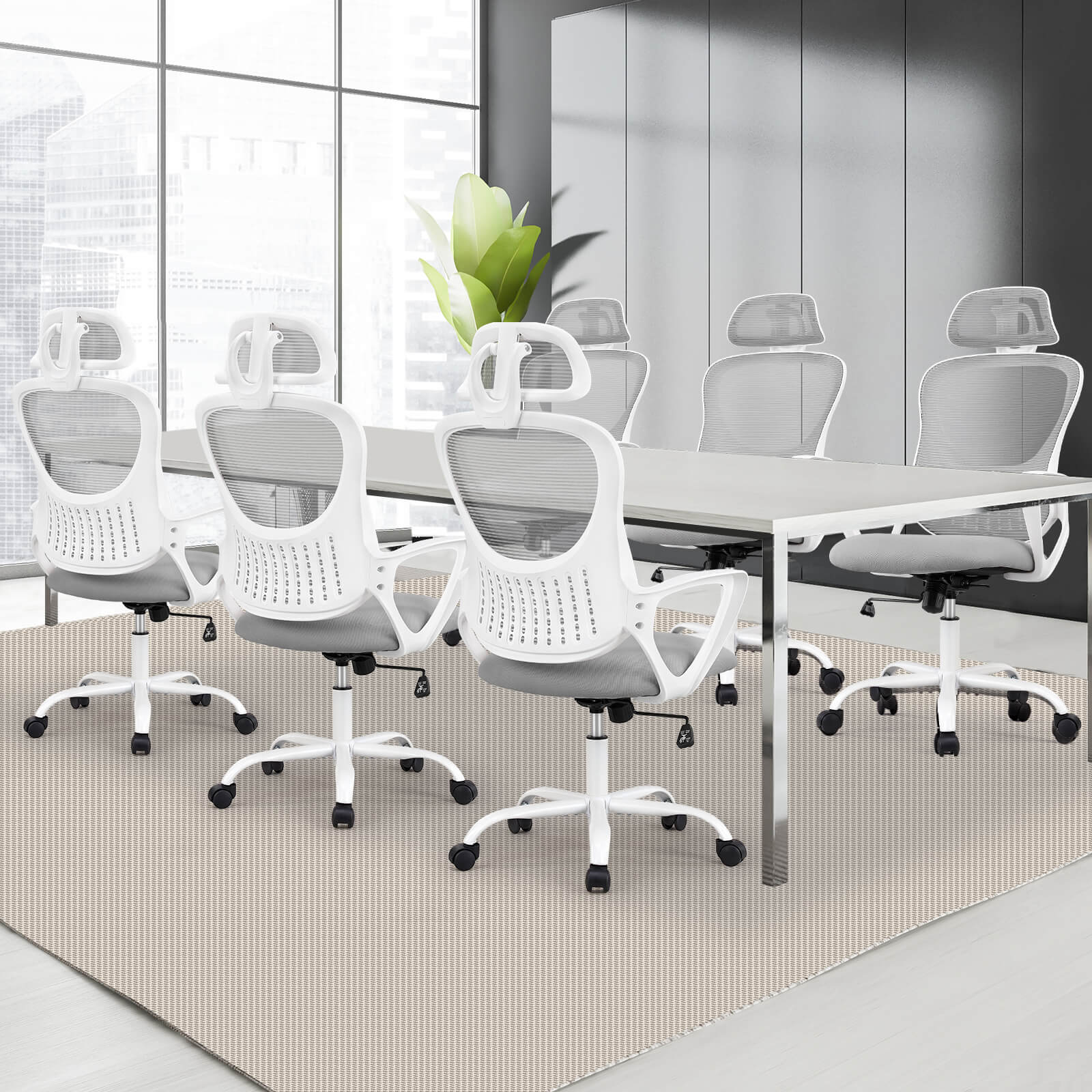Ergonomic High-Back Office Chair with Adjustable Headrest, Lumbar Support, Thick Cushion