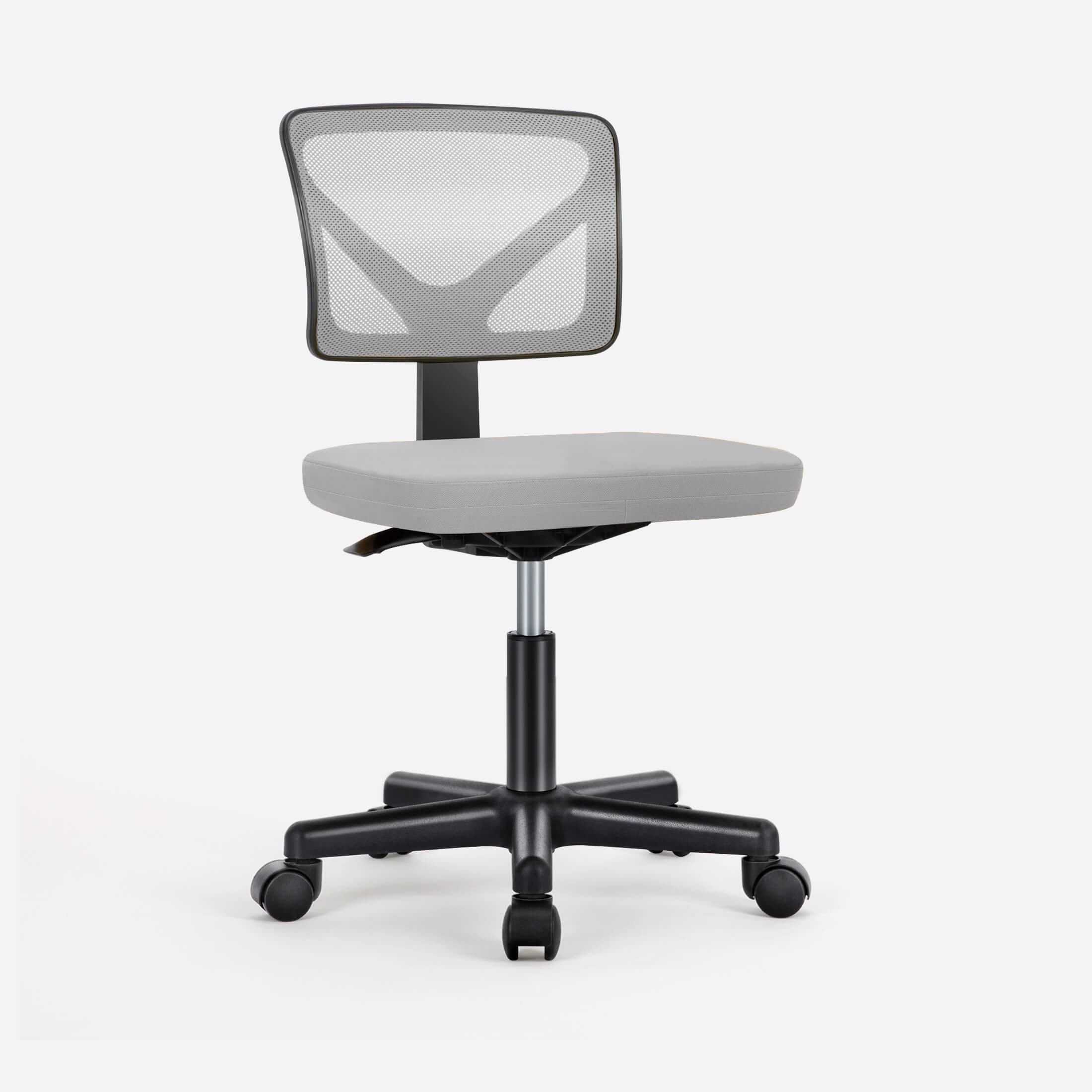 Compact Ergonomic Lumbar Support Office Chair Armless Design Adjustable Height Swivel