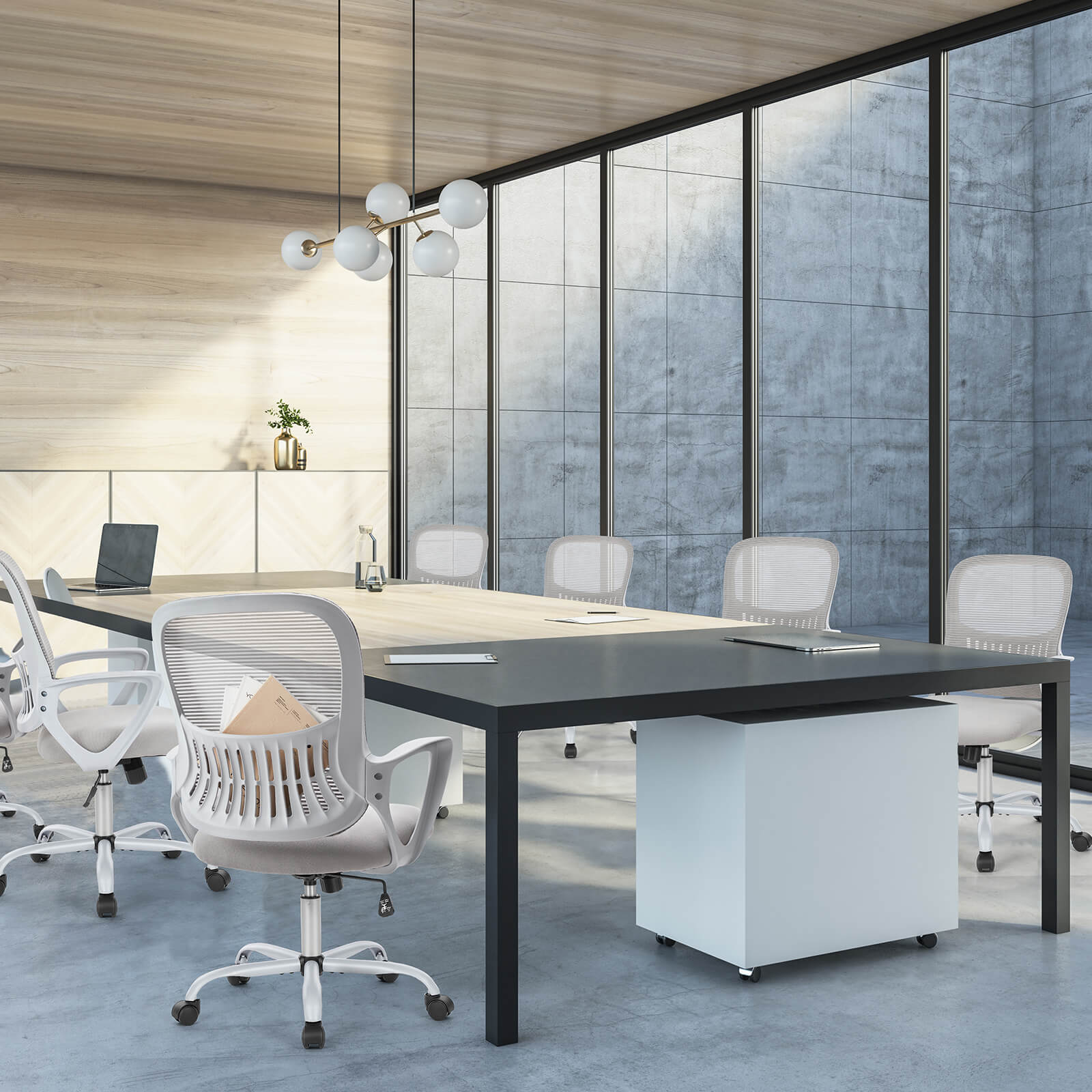 Ergonomic Office Chair with Lumbar Support, Adjustable Height, and Armrests