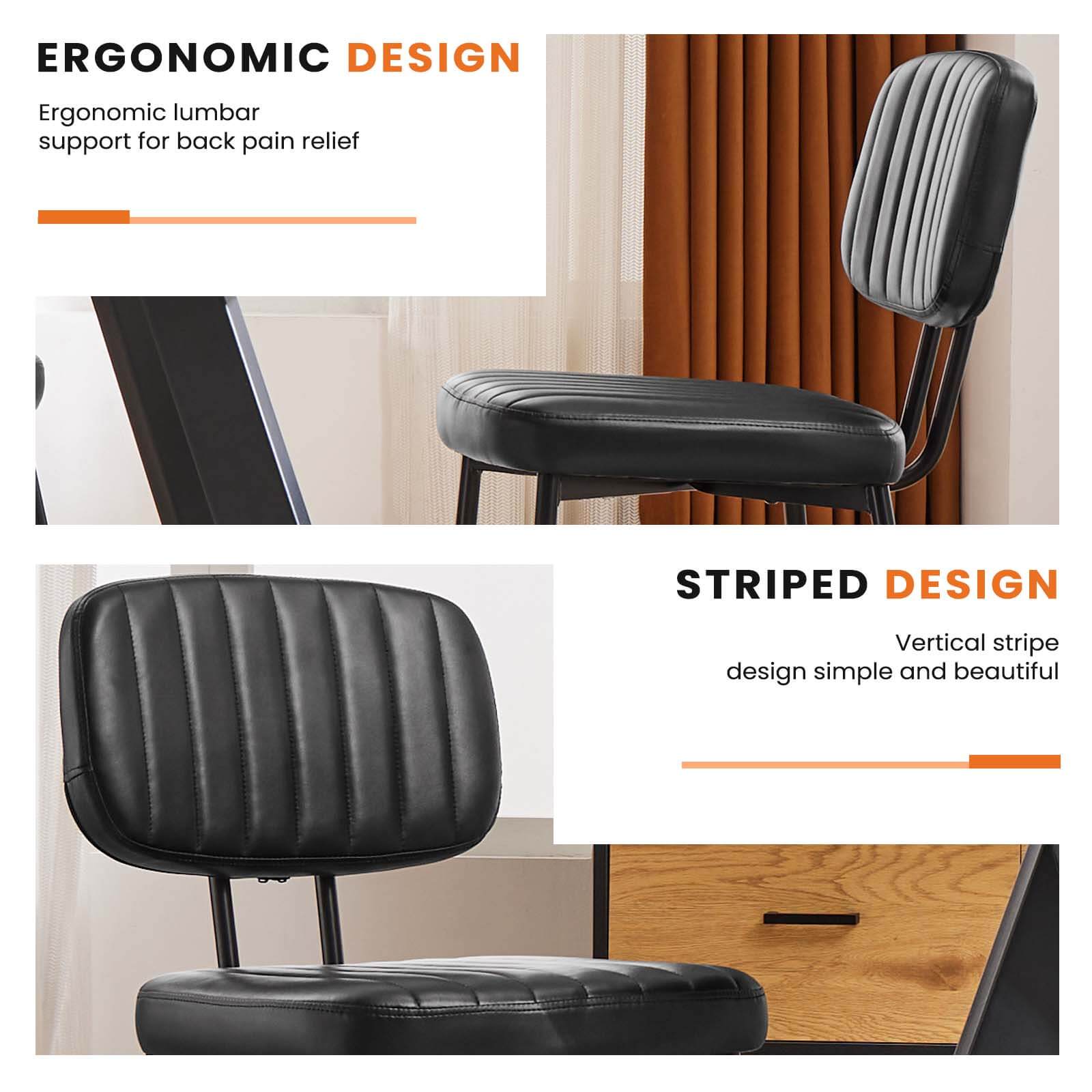 Modern Faux Leather Dining Room Chairs Set, Ergonomic Mid-Century Kitchen Accent Seating