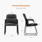 Comfortable Black PU Leather Reception Guest Chair with Padded Armrests