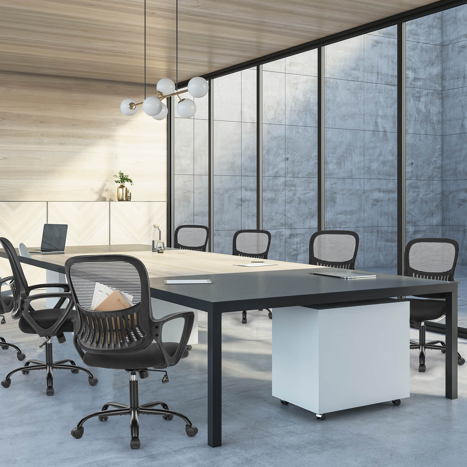 Ergonomic Office Chair with Lumbar Support, Adjustable Height, and Armrests
