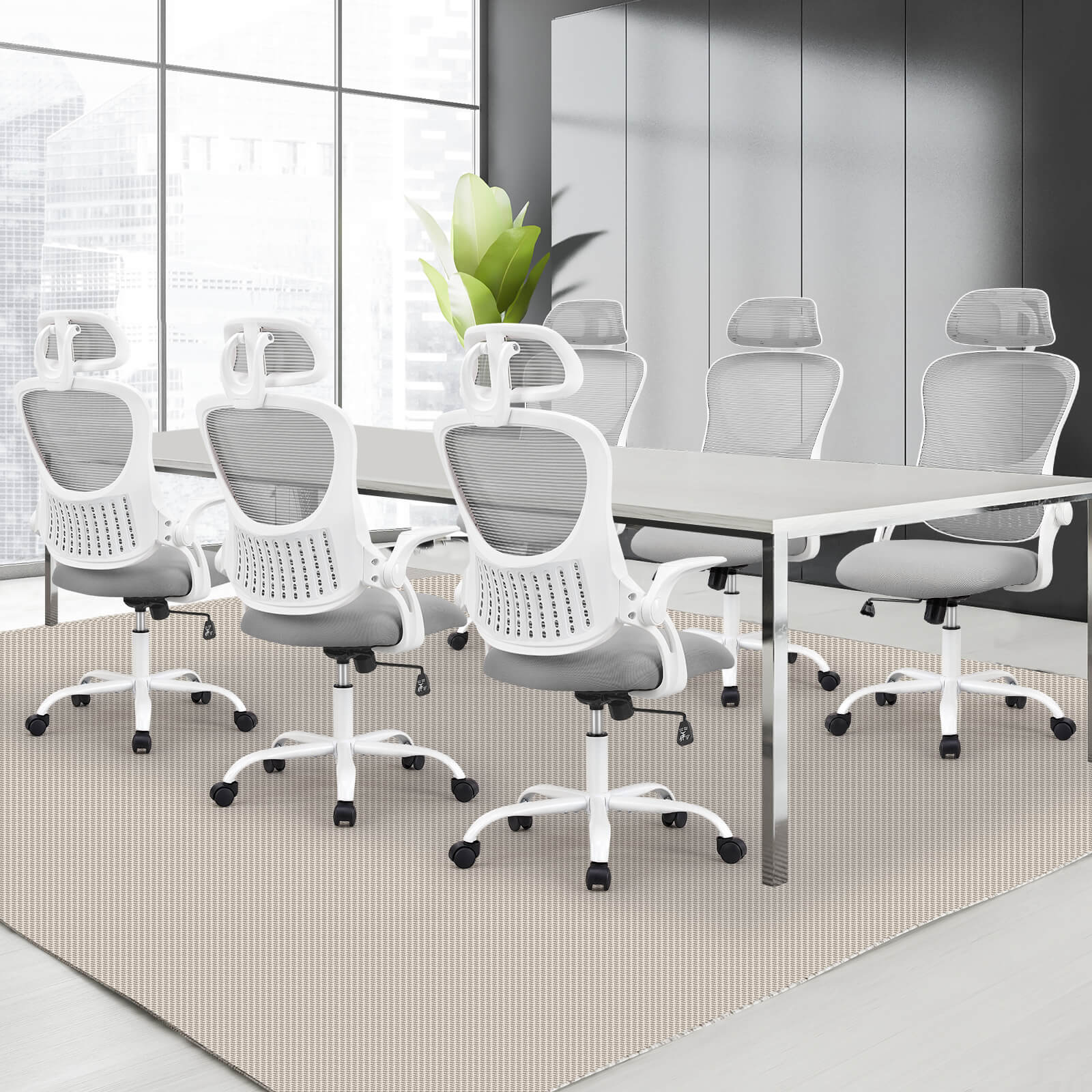 Ergonomic High-Back Office Chair with Adjustable Headrest, Lumbar Support, Thick Cushion