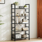 Versatile 5-Tier Bookshelf, Durable Metal Frame, Open Shelves, Modern Minimalist Design