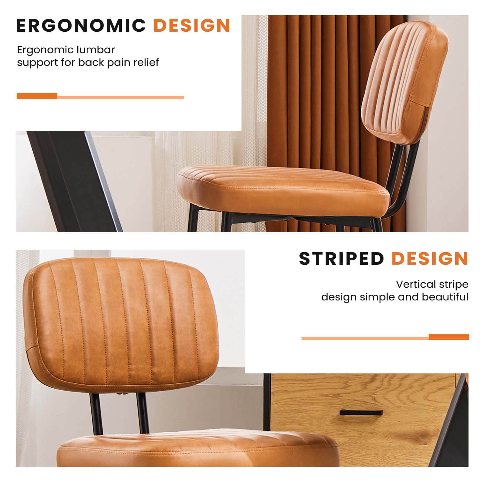 Modern Faux Leather Dining Room Chairs Set, Ergonomic Mid-Century Kitchen Accent Seating