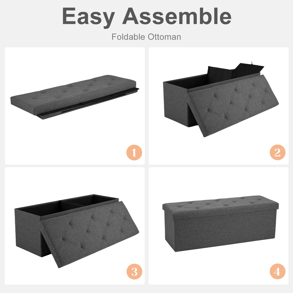 Versatile Foldable Storage Ottoman Bench for Bedroom, Living Room, Entryway Organization