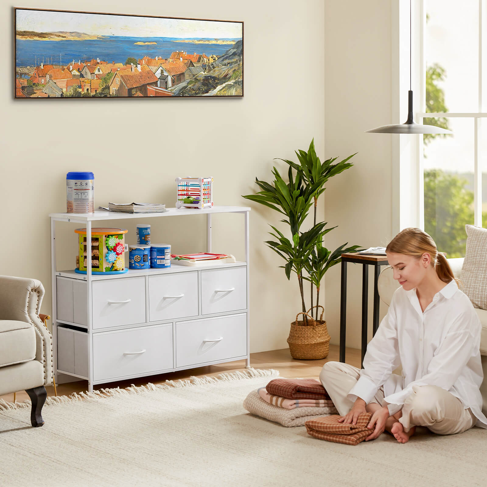 Versatile Storage Shelf TV Stand for Living Room Bedroom with Drawers