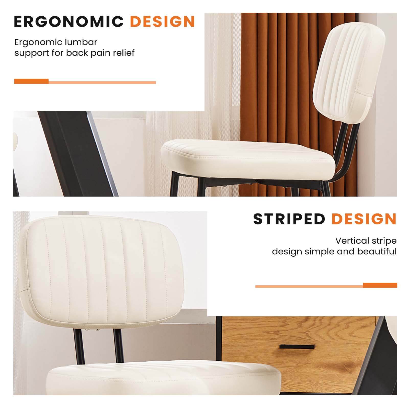 Modern Faux Leather Dining Room Chairs Set, Ergonomic Mid-Century Kitchen Accent Seating