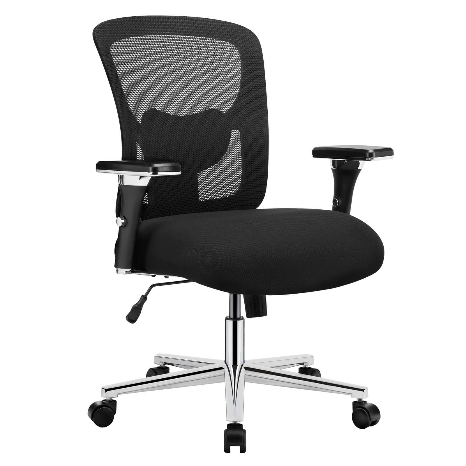 Heavy Duty Ergonomic Office Chair, Adjustable Lumbar Support, Oversized Cushion, 500lb Capacity