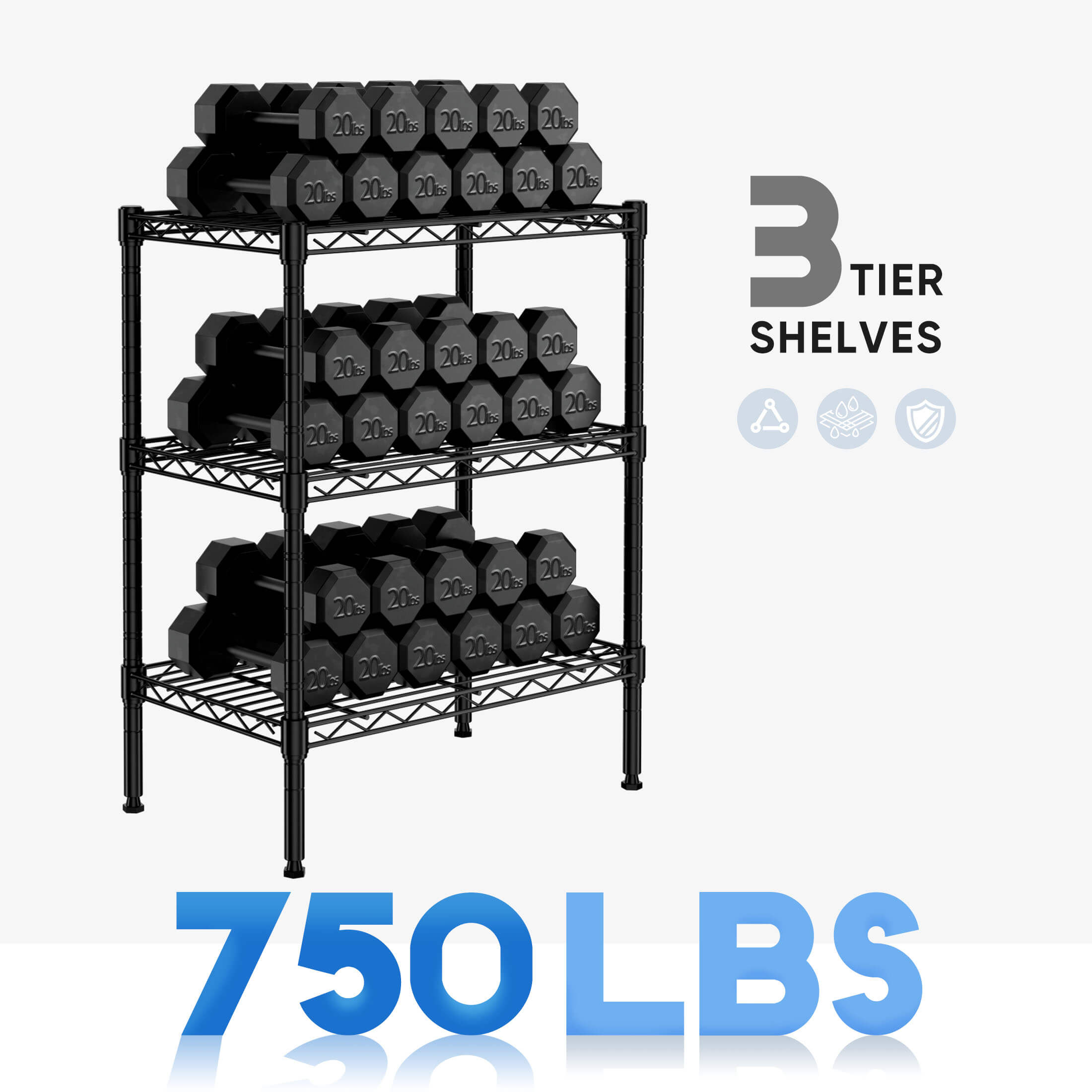 Durable Metal Heavy Duty 4-Tier Adjustable Storage Shelf for Kitchen Pantry Garage