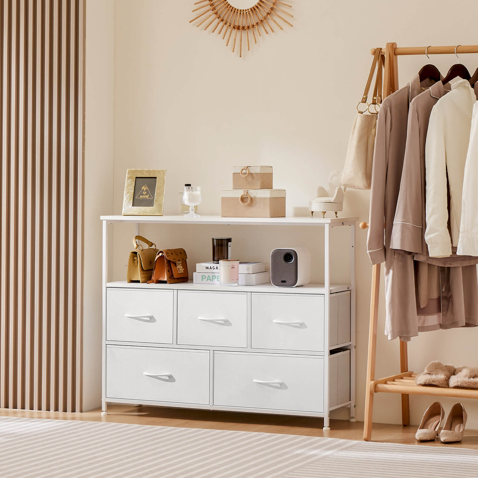 Versatile Storage Shelf TV Stand for Living Room Bedroom with Drawers