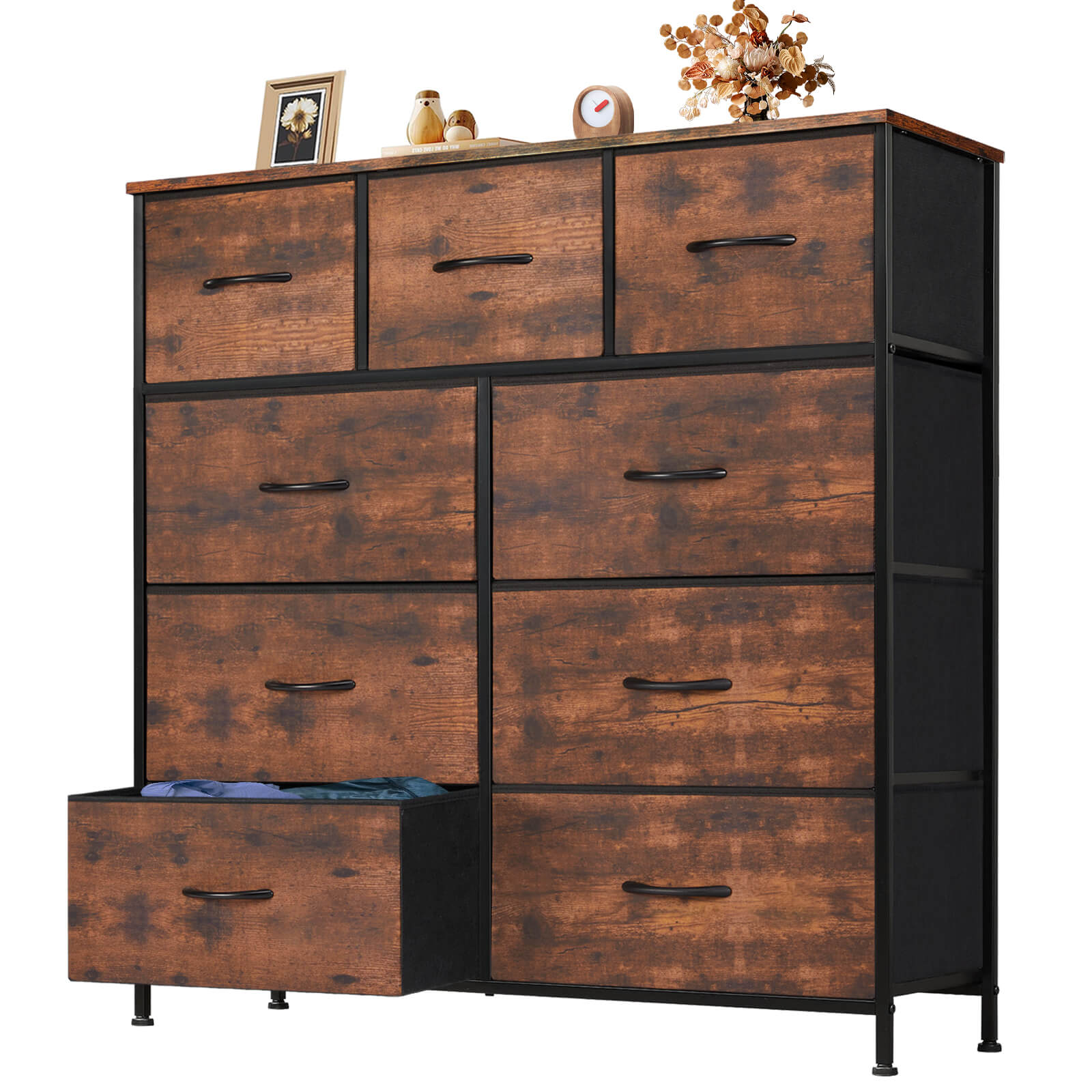Versatile 9-Drawer Fabric Storage Dresser Chest for Home Organization