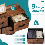 Versatile 9-Drawer Fabric Storage Dresser Chest for Home Organization