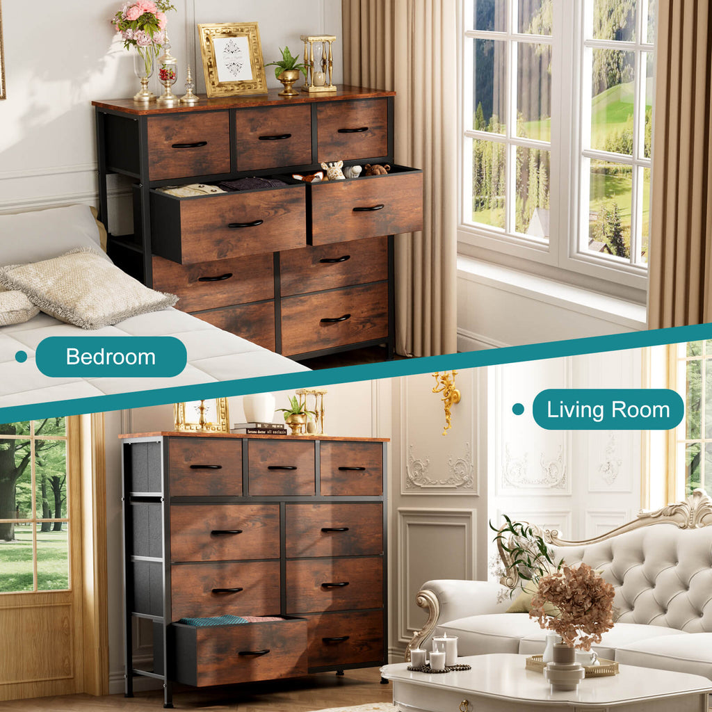 Versatile 9-Drawer Fabric Storage Dresser Chest for Home Organization