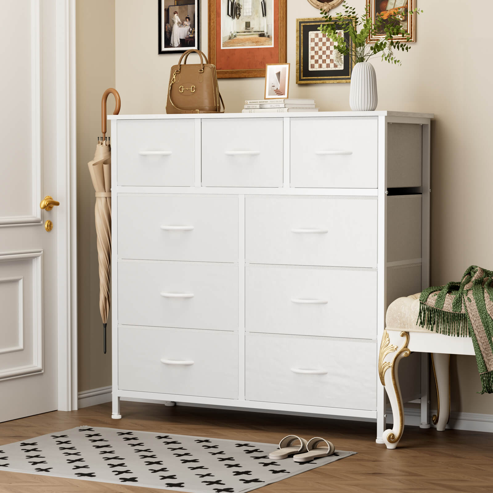 Versatile 9-Drawer Fabric Storage Dresser Chest for Home Organization