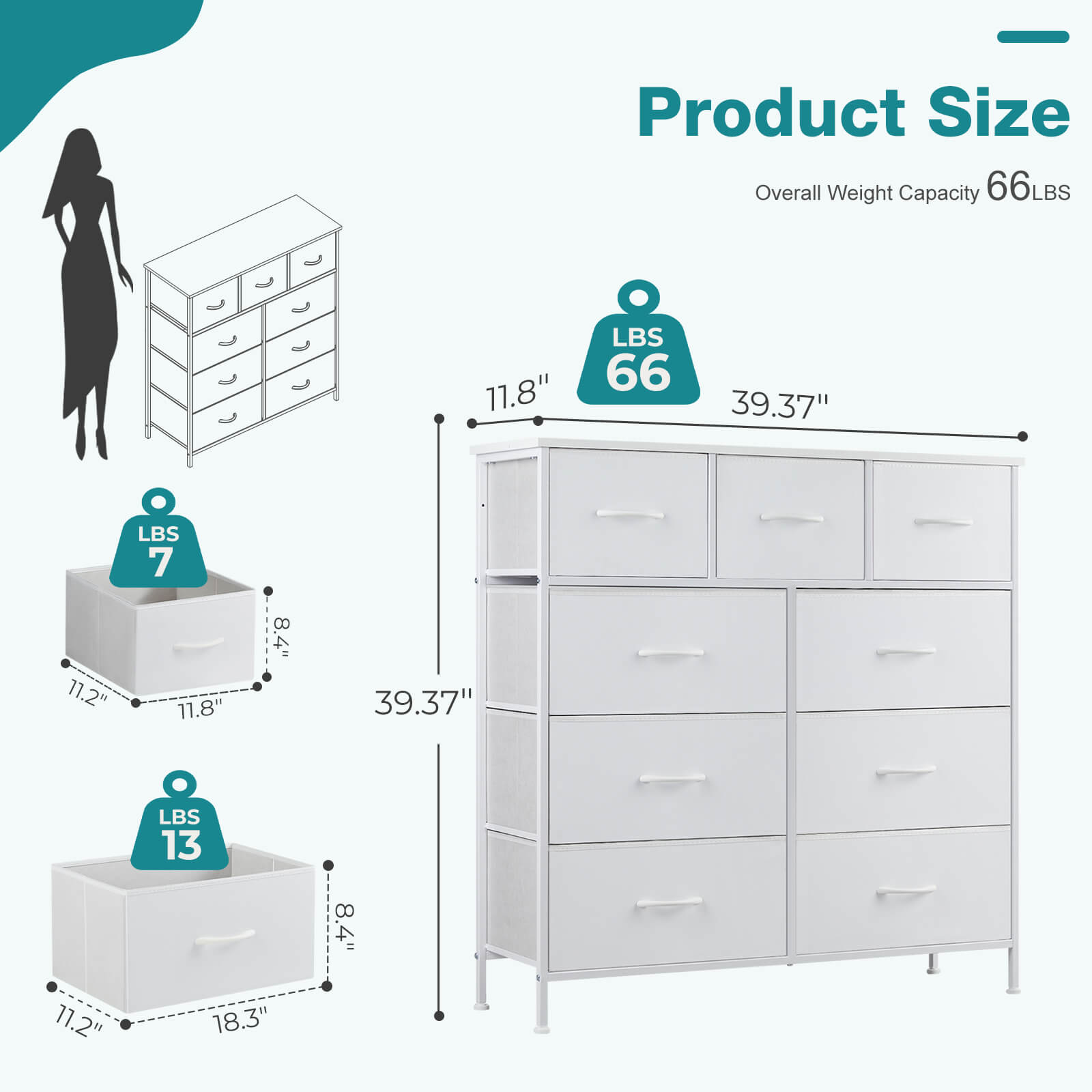 Versatile 9-Drawer Fabric Storage Dresser Chest for Home Organization