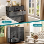 Versatile 9-Drawer Fabric Storage Dresser Chest for Home Organization