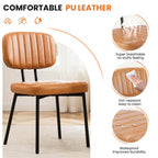 Modern Faux Leather Dining Room Chairs Set, Ergonomic Mid-Century Kitchen Accent Seating