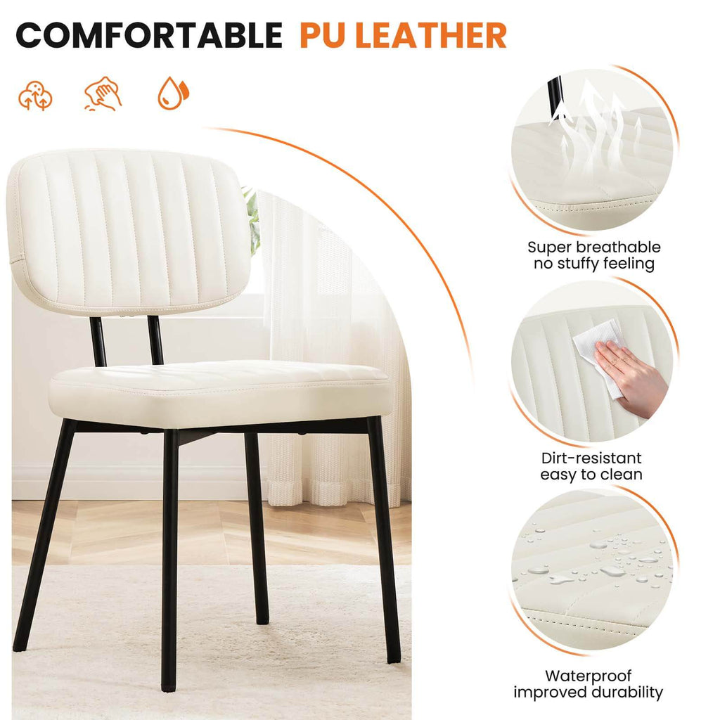 Modern Faux Leather Dining Room Chairs Set, Ergonomic Mid-Century Kitchen Accent Seating