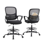 Ergonomic Tall Drafting Office Chair with Adjustable Footrest and Lumbar Support