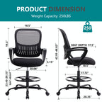 Ergonomic Tall Drafting Office Chair with Adjustable Footrest and Lumbar Support