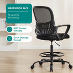 Ergonomic Tall Drafting Office Chair with Adjustable Footrest and Lumbar Support