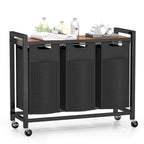 Durable Iron Frame Laundry Hamper with Detachable Bags & Storage Shelf, Rolling Design
