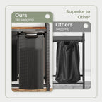 Durable Iron Frame Laundry Hamper with Detachable Bags & Storage Shelf, Rolling Design