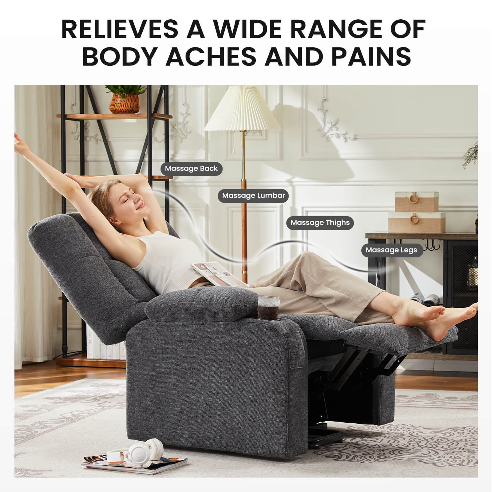 Electric Power Lift Massage Recliner Chair for Seniors, Plush Comfort, Heat