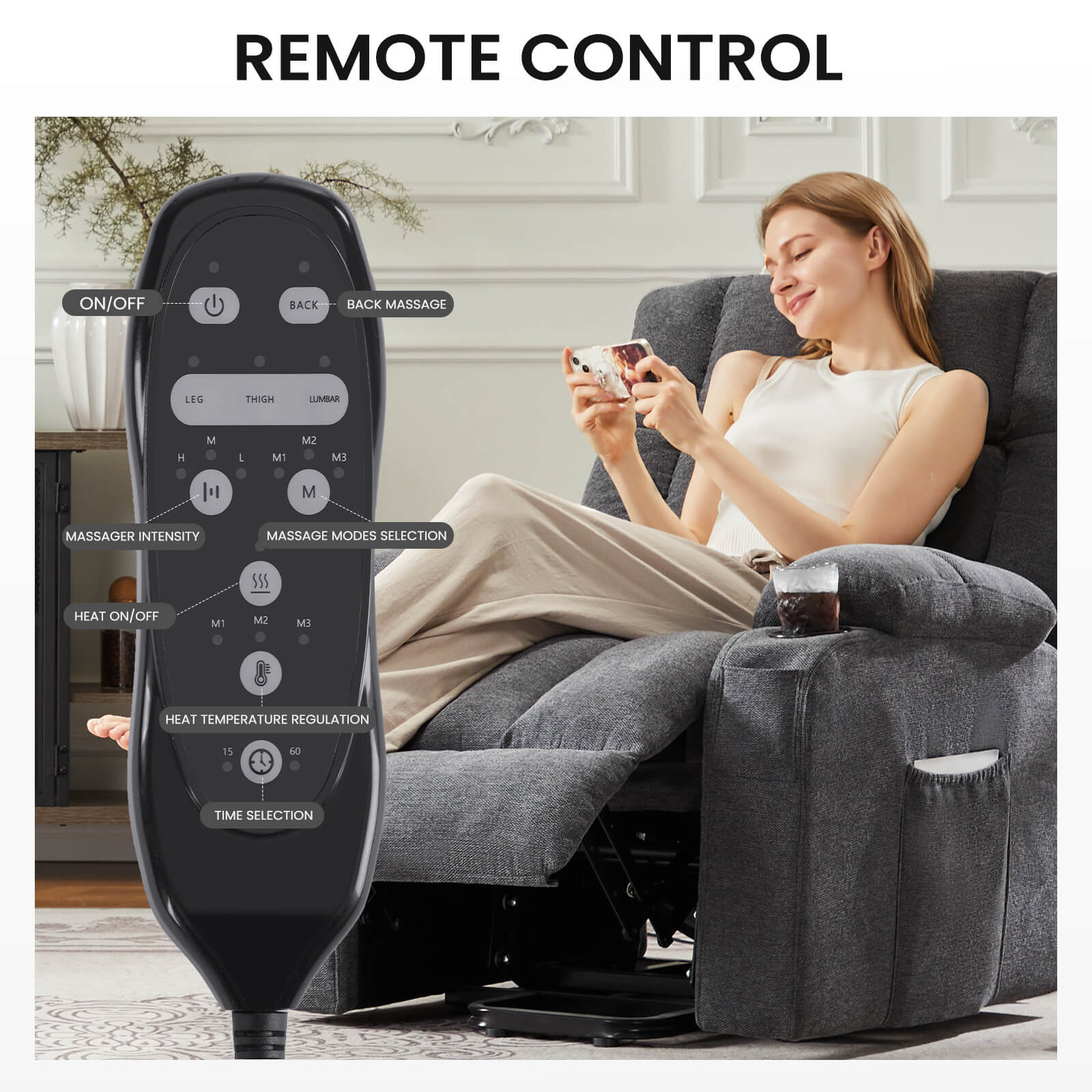 Electric Power Lift Massage Recliner Chair for Seniors, Plush Comfort, Heat