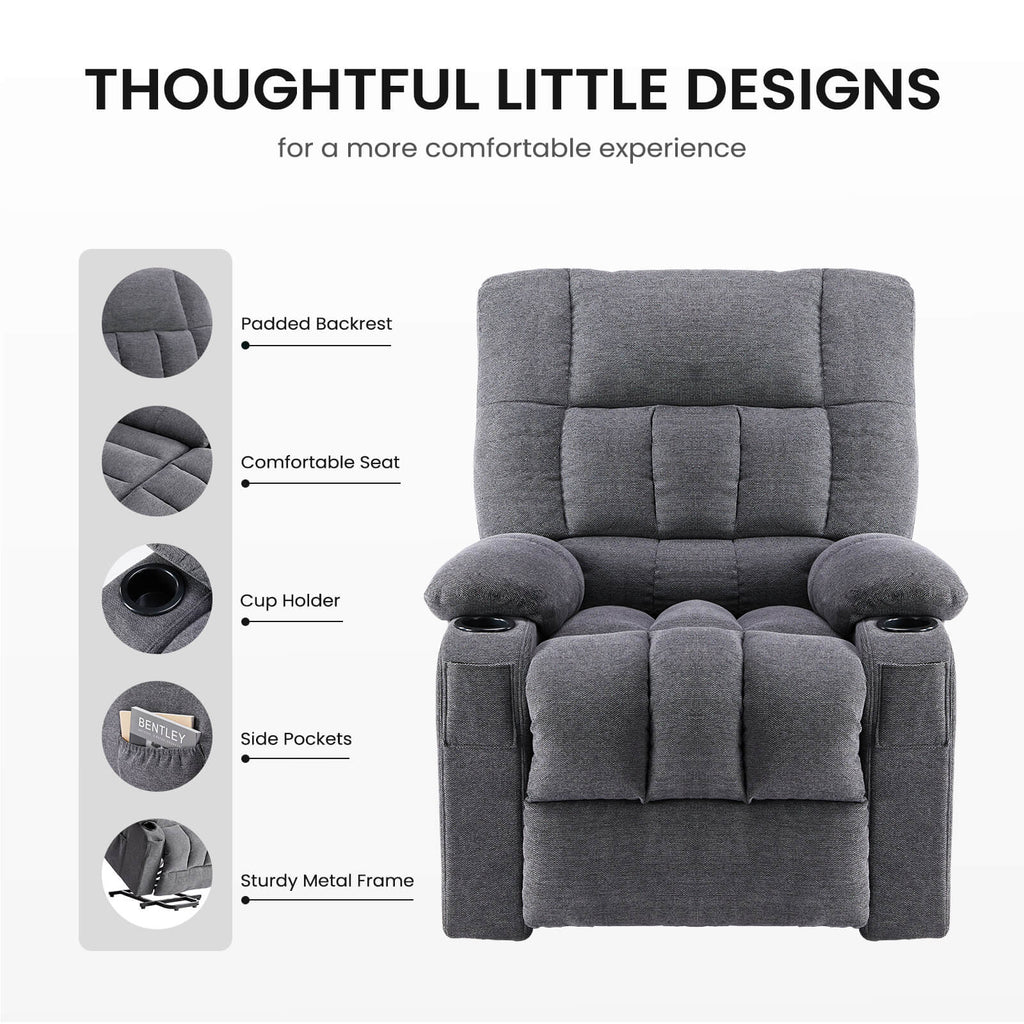 Electric Power Lift Massage Recliner Chair for Seniors, Plush Comfort, Heat