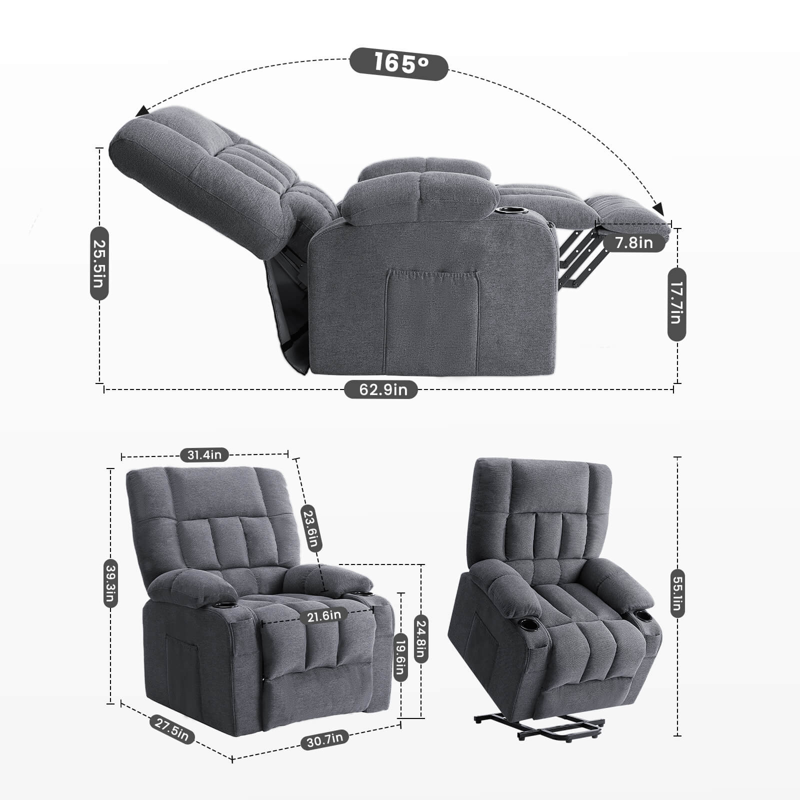 Electric Power Lift Massage Recliner Chair for Seniors, Plush Comfort, Heat