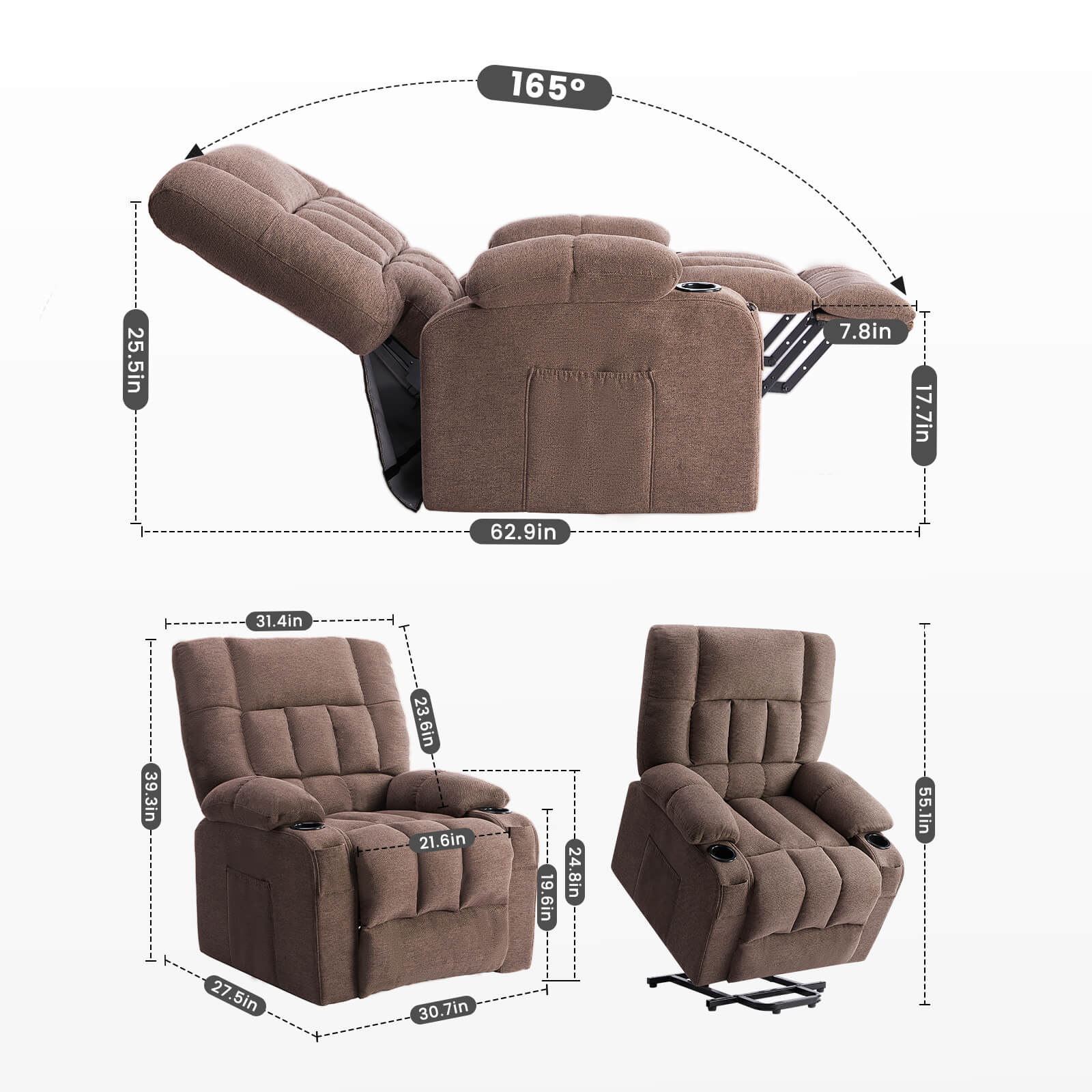 Electric Power Lift Massage Recliner Chair for Seniors, Plush Comfort, Heat