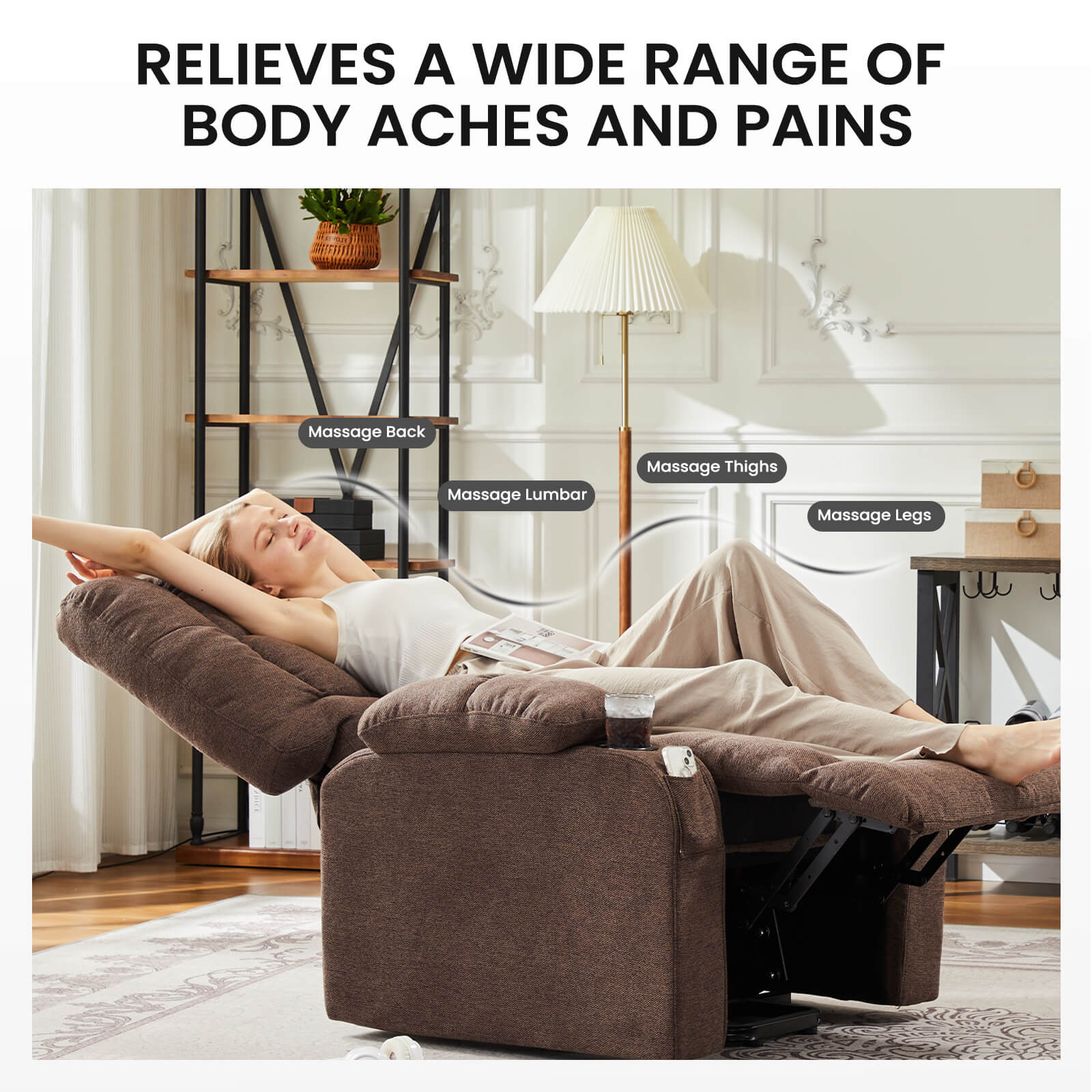 Electric Power Lift Massage Recliner Chair for Seniors, Plush Comfort, Heat