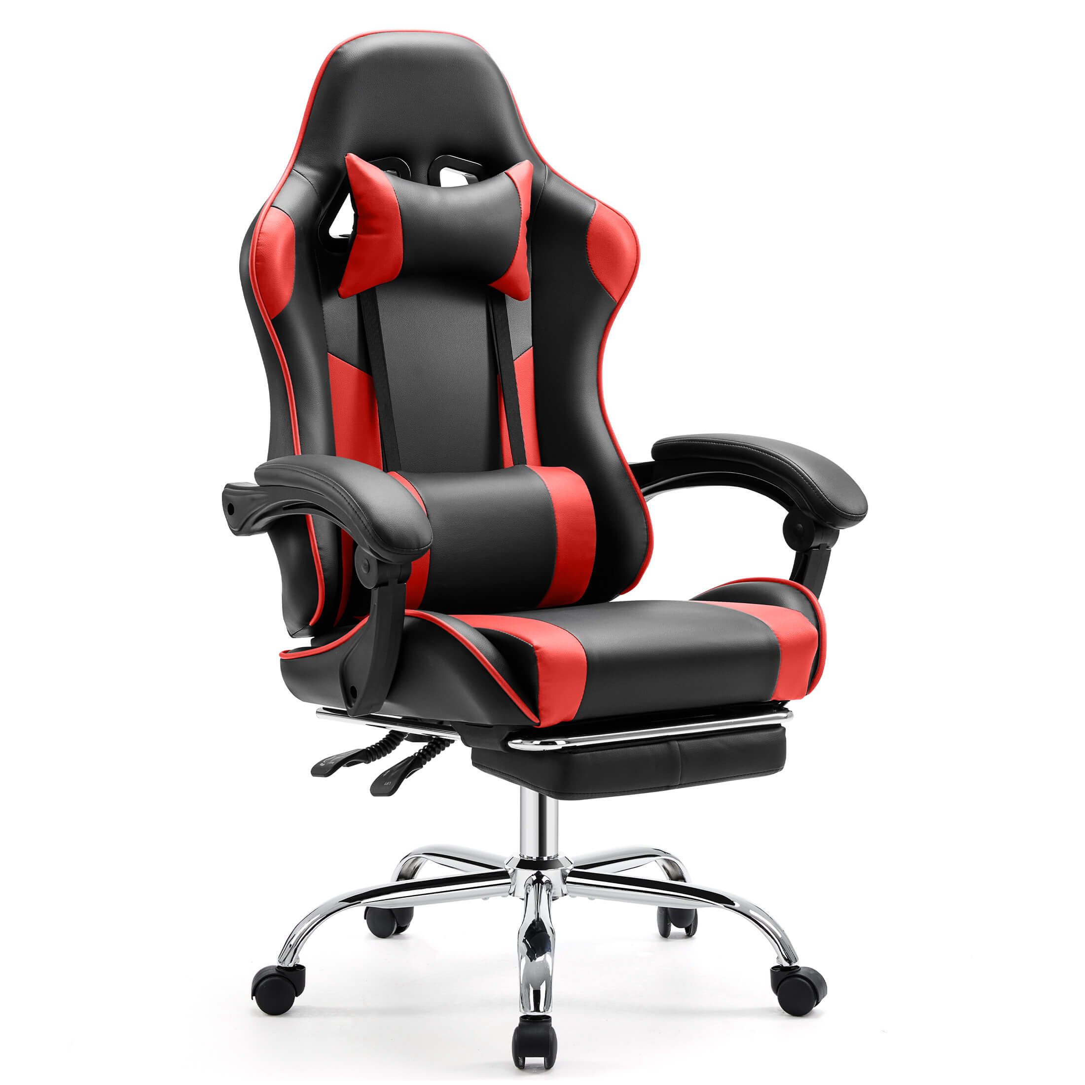 Ergonomic Gaming Chair with Footrest, Upholstered Armrests, and Lumbar Support