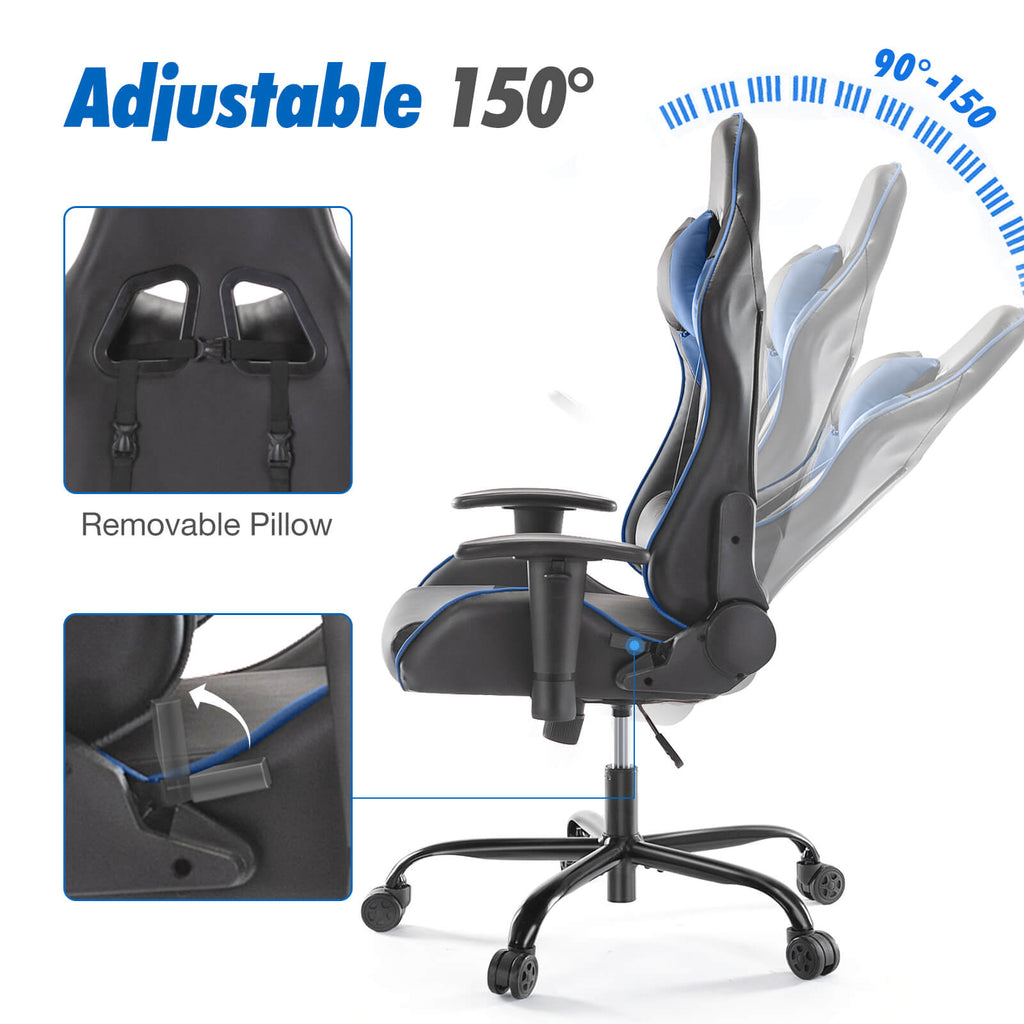 Ergonomic Gaming Chair with Footrest, Upholstered Armrests, and Lumbar Support