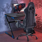 Ergonomic Gaming Chair with Footrest, Upholstered Armrests, and Lumbar Support