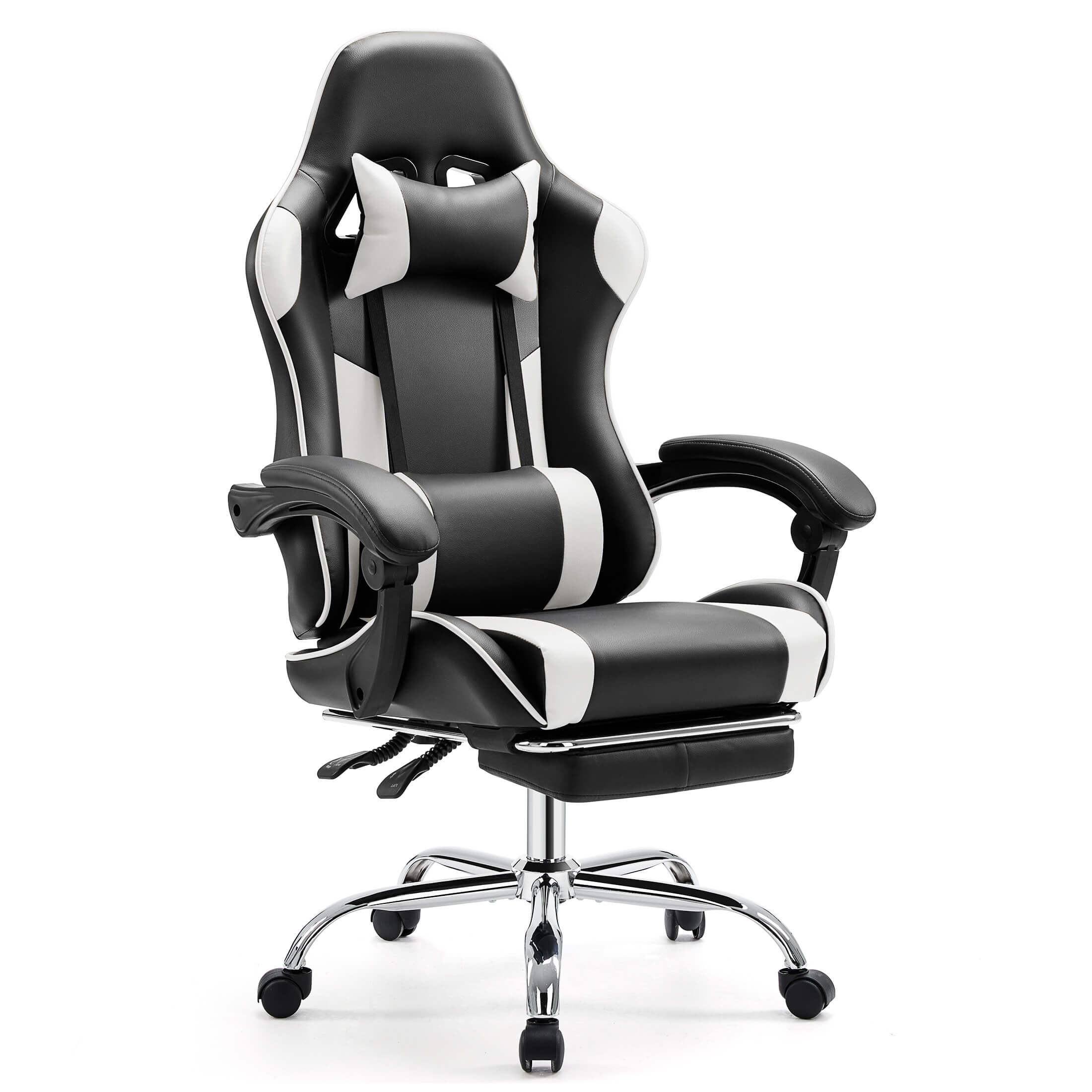 Ergonomic Gaming Chair with Footrest, Upholstered Armrests, and Lumbar Support