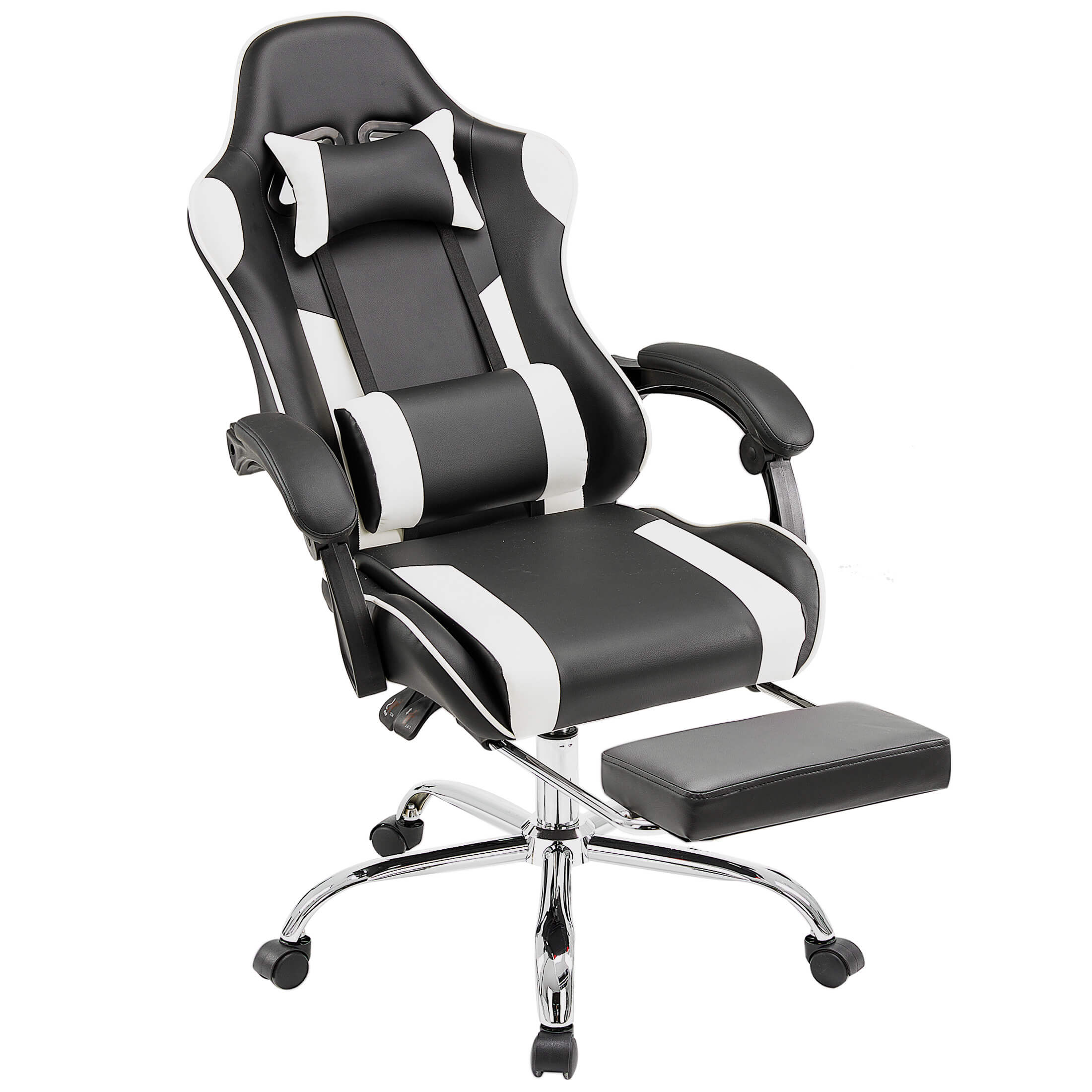 Ergonomic Gaming Chair with Footrest, Upholstered Armrests, and Lumbar Support