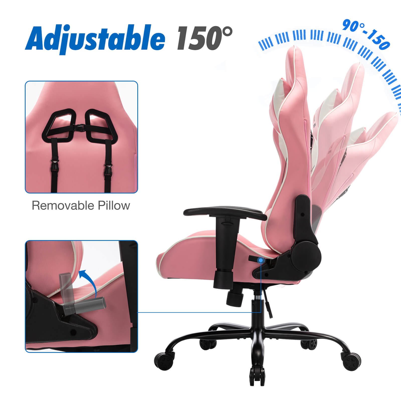Ergonomic Gaming Chair with Footrest, Upholstered Armrests, and Lumbar Support