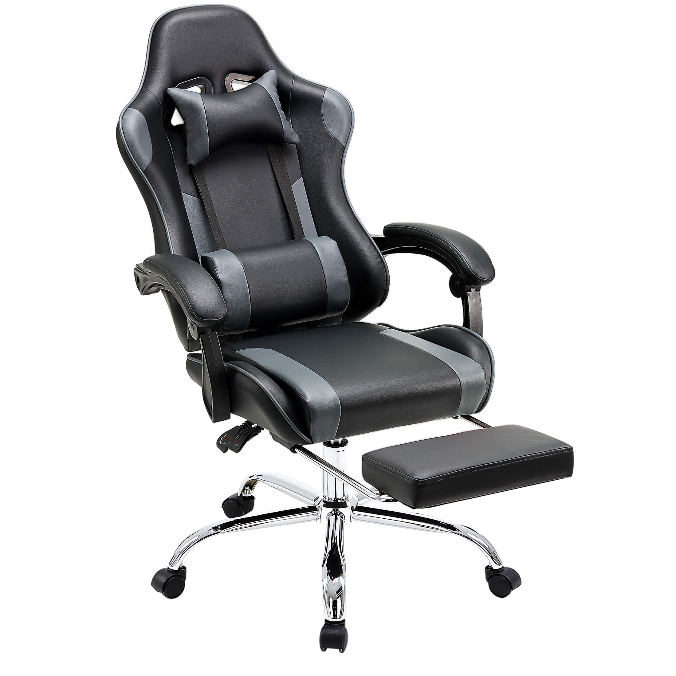 Ergonomic Gaming Chair with Footrest, Upholstered Armrests, and Lumbar Support