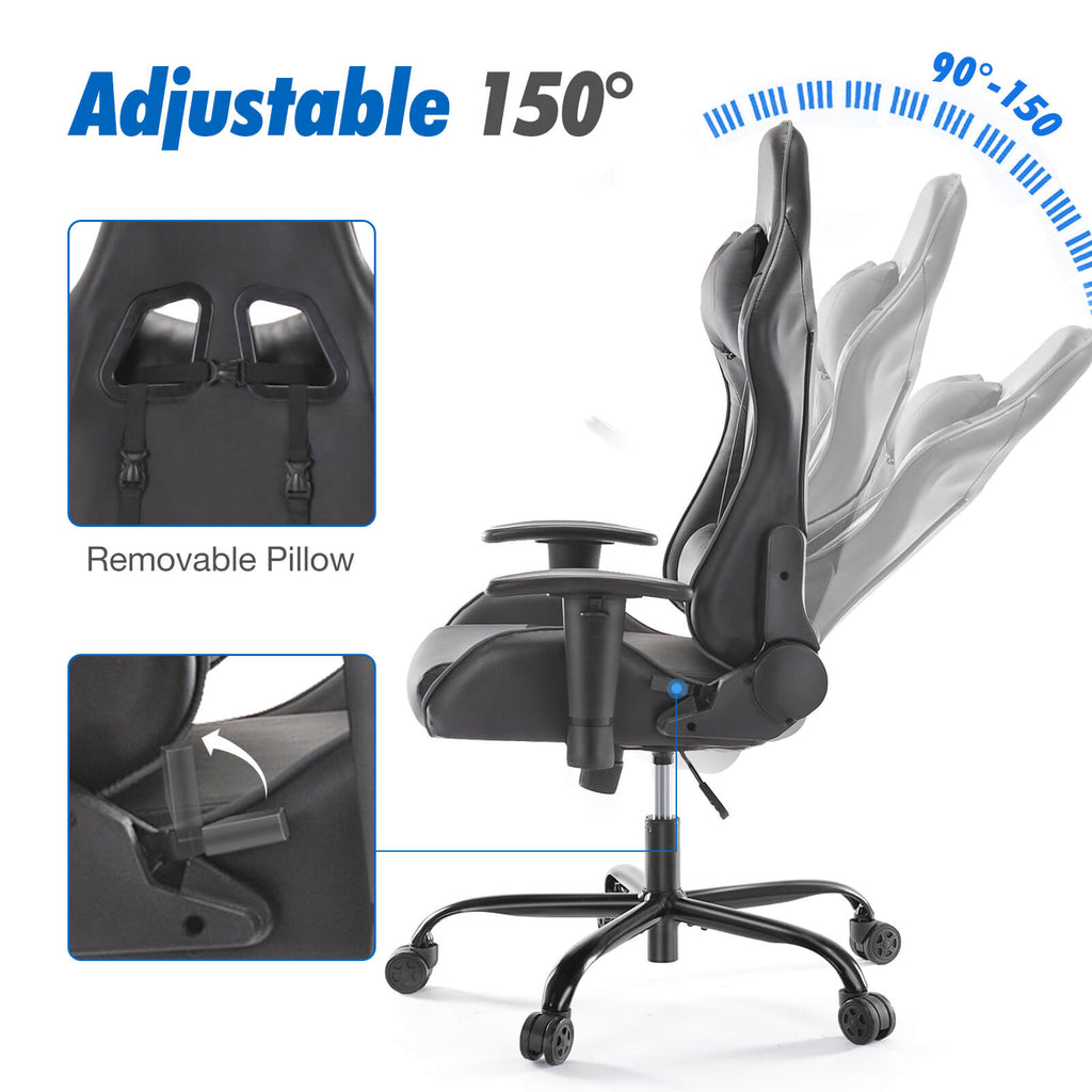 Ergonomic Gaming Chair with Footrest, Upholstered Armrests, and Lumbar Support
